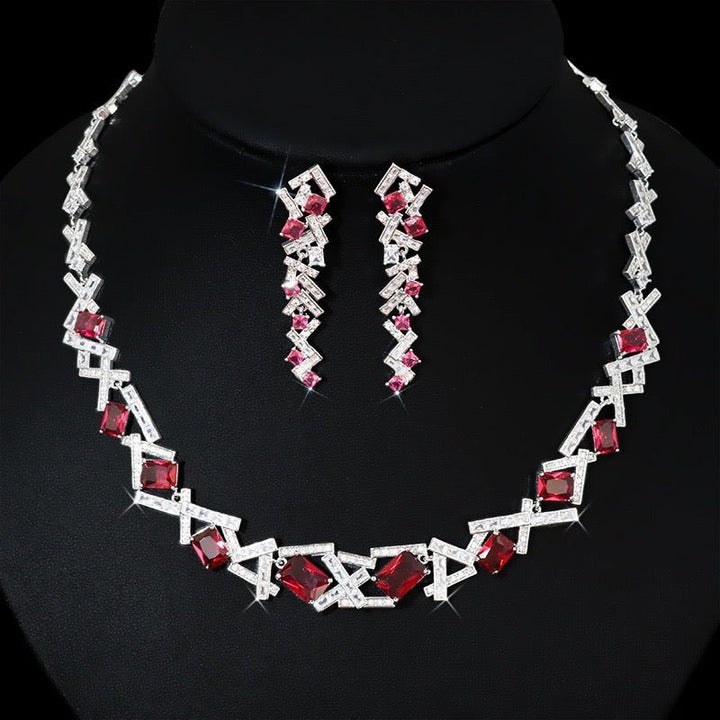 Sparkling Net-Like Tree Branch Collar Necklace and Earrings - Jewlery Set - WonderlandByLilian