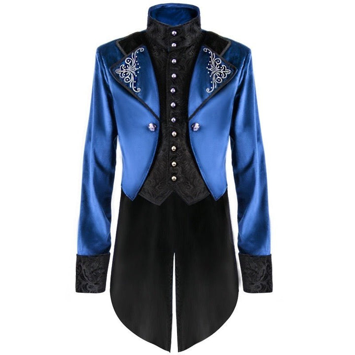 Victorian Long-Tailed Tuxedo Two Piece - Embroidered High Collar Velvet Suit For Men -Plus Size - WonderlandByLilian