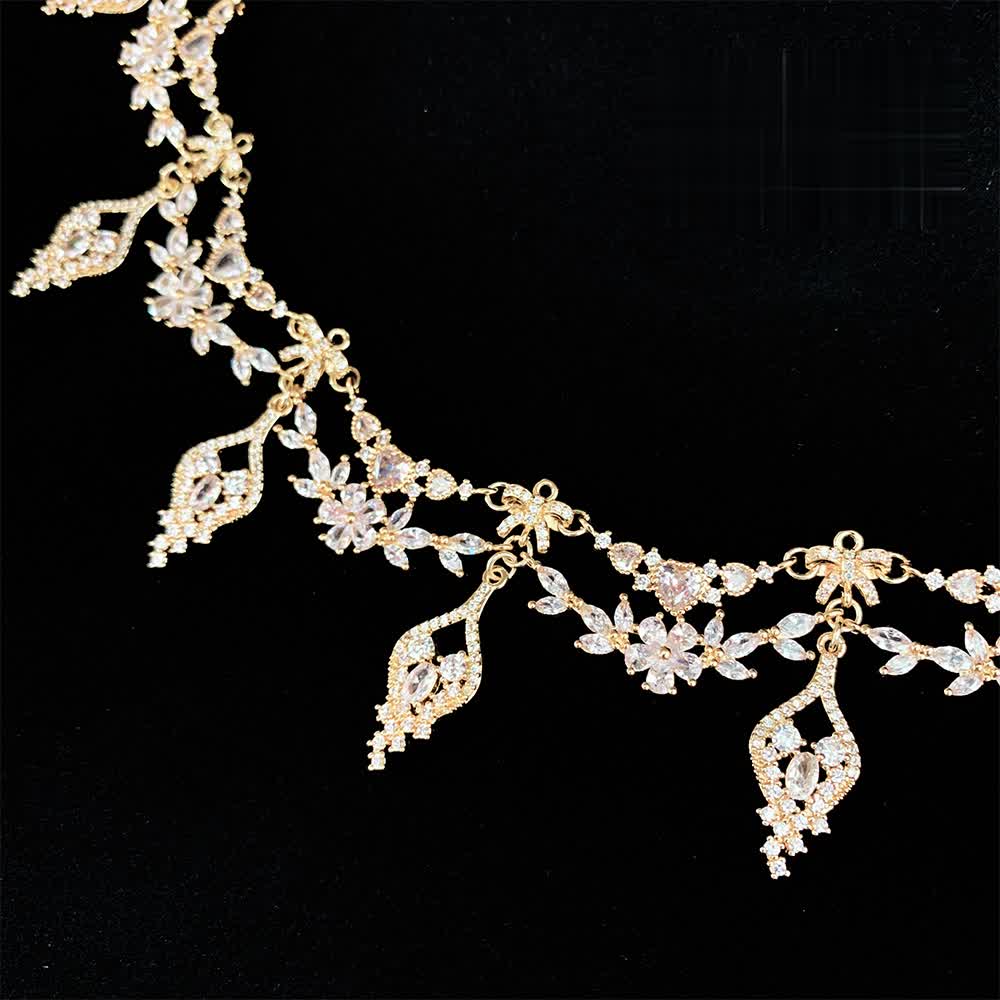 Vintage Baroque Gemstones Necklace - Precious Stone Pearl Crystal Chocker for Women Regency Era Style - French Lolita Jewelry - WonderlandByLilian