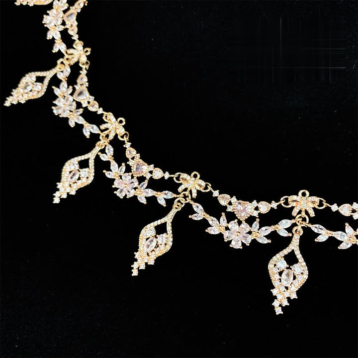 Vintage Baroque Gemstones Necklace - Precious Stone Pearl Crystal Chocker for Women Regency Era Style - French Lolita Jewelry - WonderlandByLilian