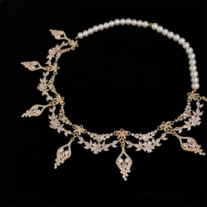 Vintage Baroque Gemstones Necklace - Precious Stone Pearl Crystal Chocker for Women Regency Era Style - French Lolita Jewelry - WonderlandByLilian