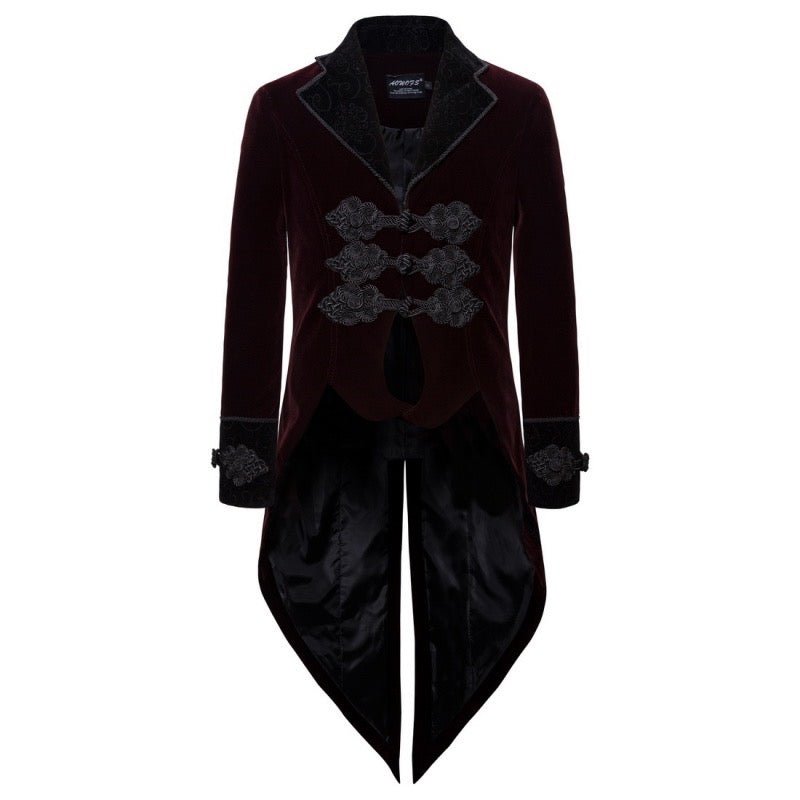 Vintage Gothic Victorian Burgundy Tailcoat For Men - Victorian Men Suit -Plus Size - WonderlandByLilian