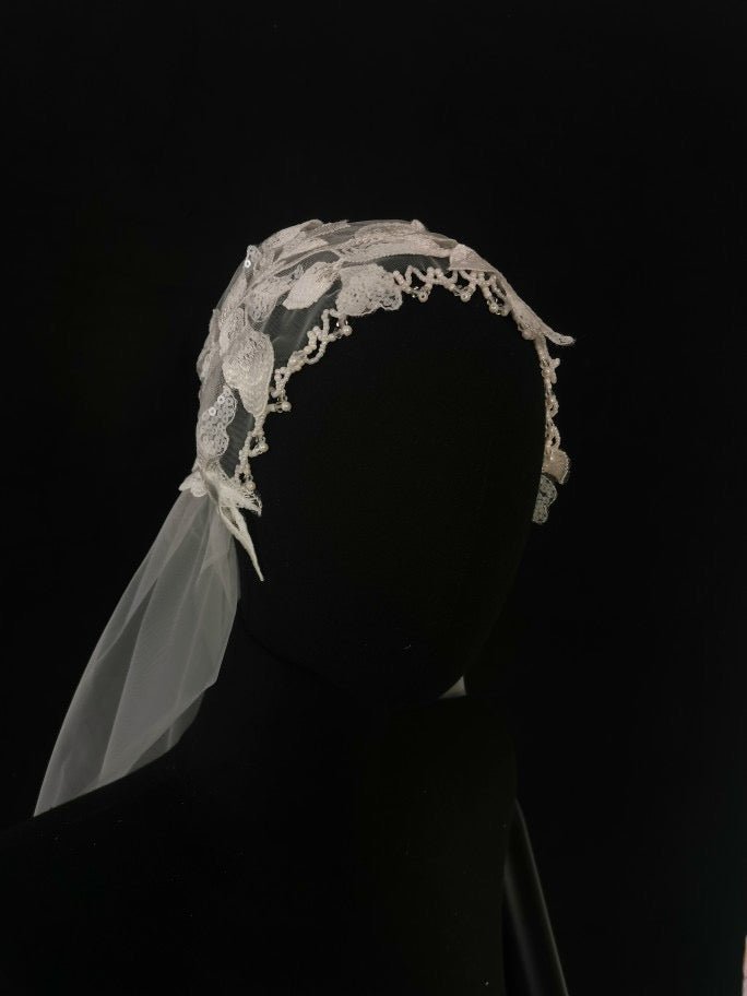 Vintage Inspired Bridal Veil Headpieces With Beads Lace - WonderlandByLilian
