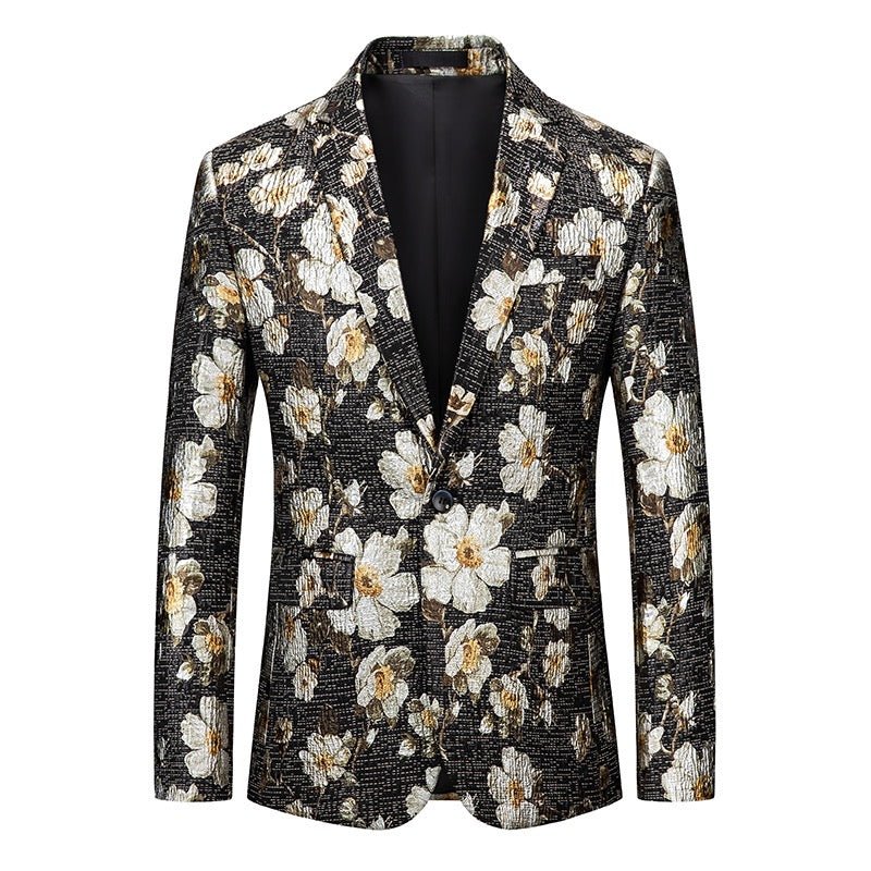 VIntage Inspired British Gold Shiny Floral Jacquard Men Suit For Gentlemen-Plus Size - WonderlandByLilian