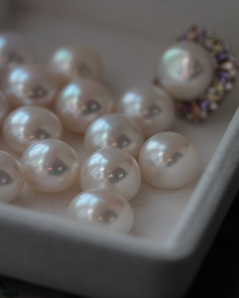 Vintage Inspired Fresh Water Pearl Earrings With Purple Crystal - 12mm Pearl - WonderlandByLilian