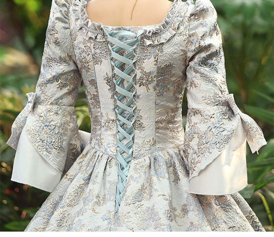 Vintage Inspired Rococo Pale Blue Brocade Dress - 18 Century Gown - Plus Size - WonderlandByLilian