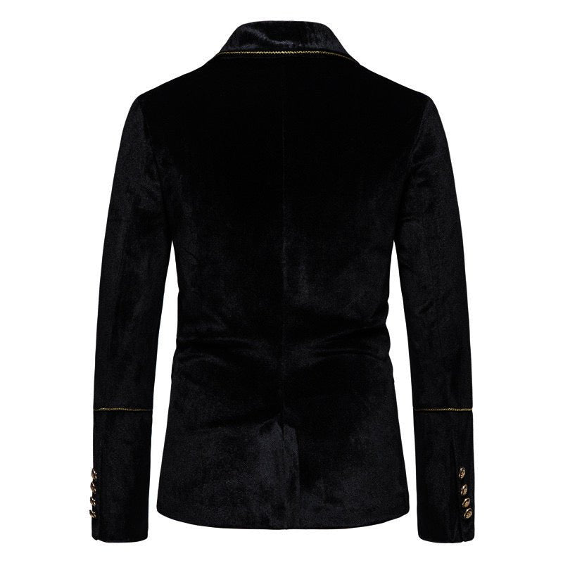 Vintage Inspired Velvet Gold Trimmed Two Piece Men Suit For Gentleman -Plus Size - WonderlandByLilian