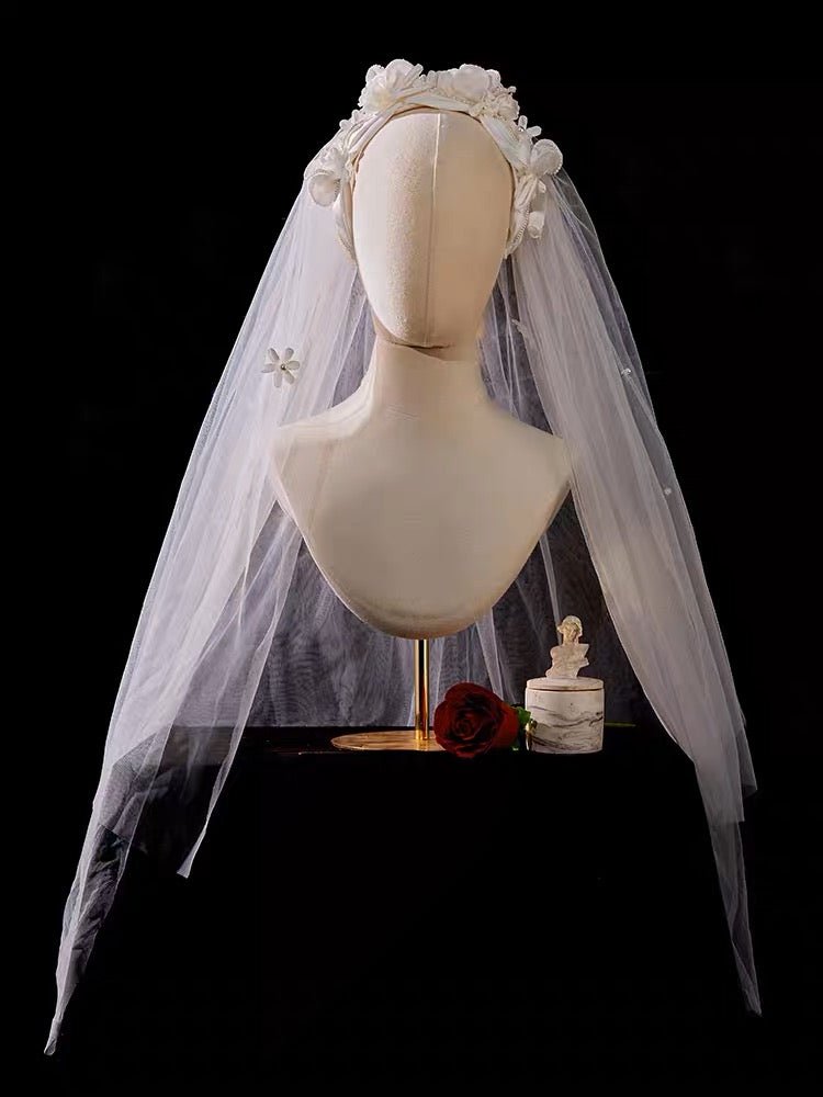 WonderlandByLilian Vintage Wedding Veils with Headpieces - Antique Lace Bridal Veil