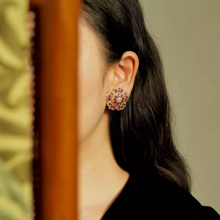 Whispers of Spring – Handmade Vintage-Style Purple Gemstone Earrings - Jolanti