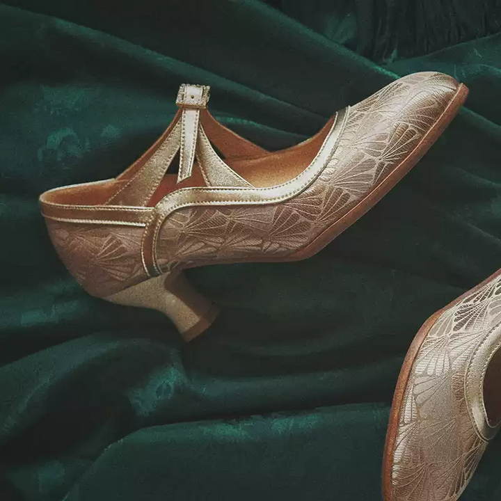 "Twilight Garden" – Handmade Embroidered Floral Mary Jane Heels