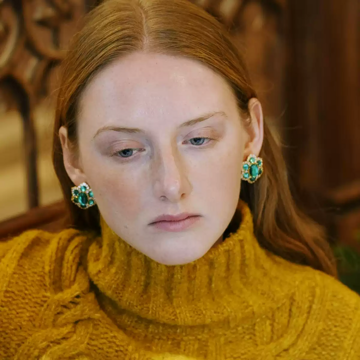Crown of Emeralds – Vintage Statement Earrings - Fahad
