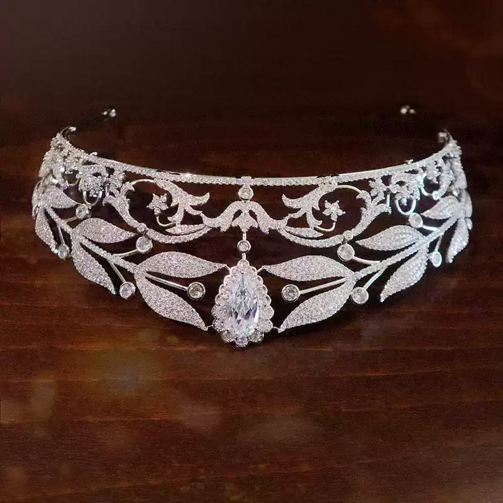 Silver Floral Crystal Bridal Tiara - Silver Crystal Bridal Crown