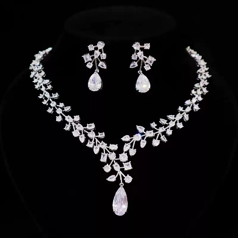 Vintage-Inspired Wedding Necklace and Earrings Set – Birthstone Jewelry Sets