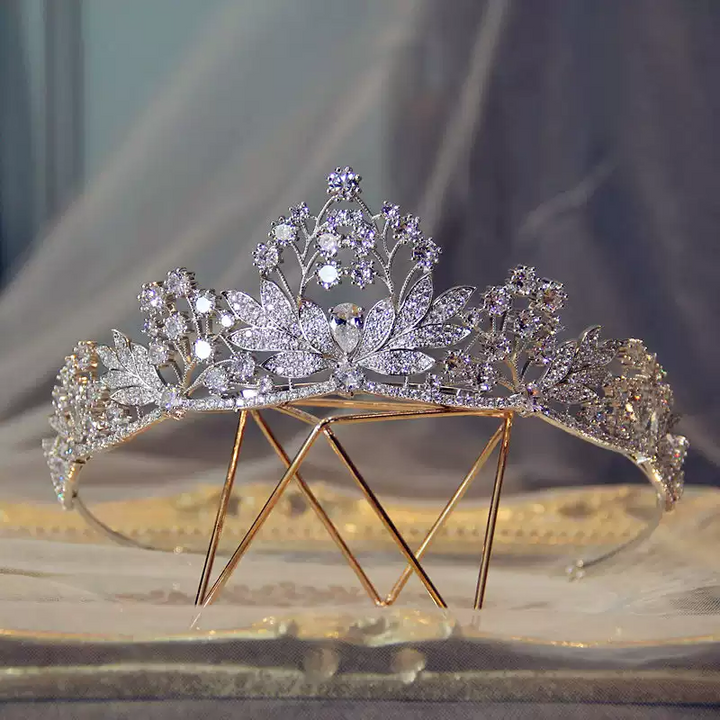 Celestial Garden – Floral Crystal Bridal Crown Tiara