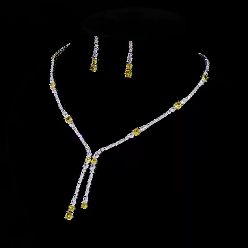 Luxury Zircon Necklace and Earrings Set – Vintage Jewelry Set