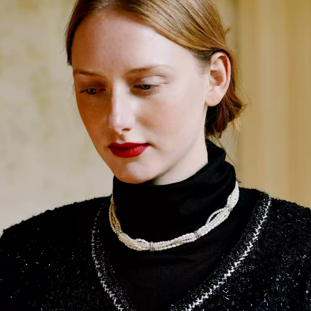Moonlit Whispers – Handwoven Pearl Necklace - Moonlight Sonata