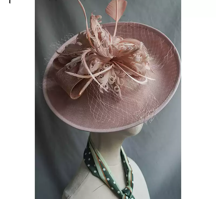 intage-Inspired Pink Fascinator - Pink Feather Hat and Ladies Feather Hats