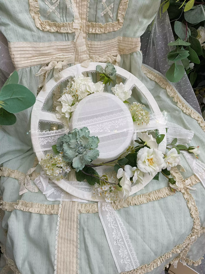 Handmade Regency Era Floral Bonnet - Vintage Inspired Garden Party Hat