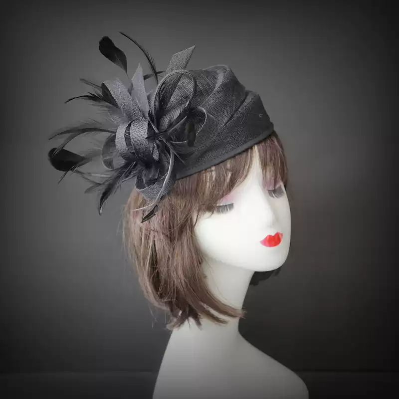 Chic Black Feather Fascinator Hat - Black Hat with Feather - Amazon Hair Accessory