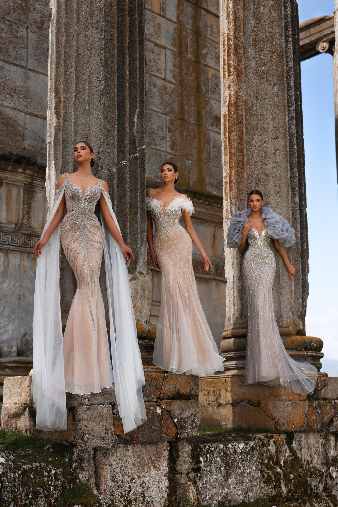 White Embellished Gown with Beaded Bodice and Cape – Glitter Maxi Dress Plus Size