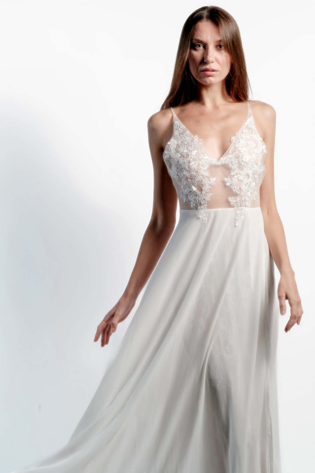 Celestial White Lace Night Gown – Dreamy Elegance for Any Night