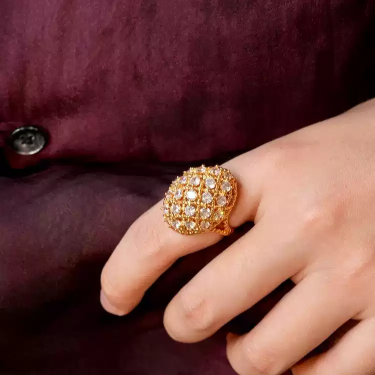 Crown of Light – Handmade Vintage-Style Crystal Dome Ring - Queen of Denmark
