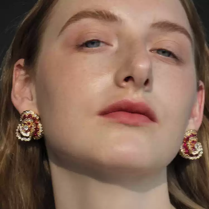 Whispers of Camellia – Red Camellia Clip-On Earrings – 1960 Camellia