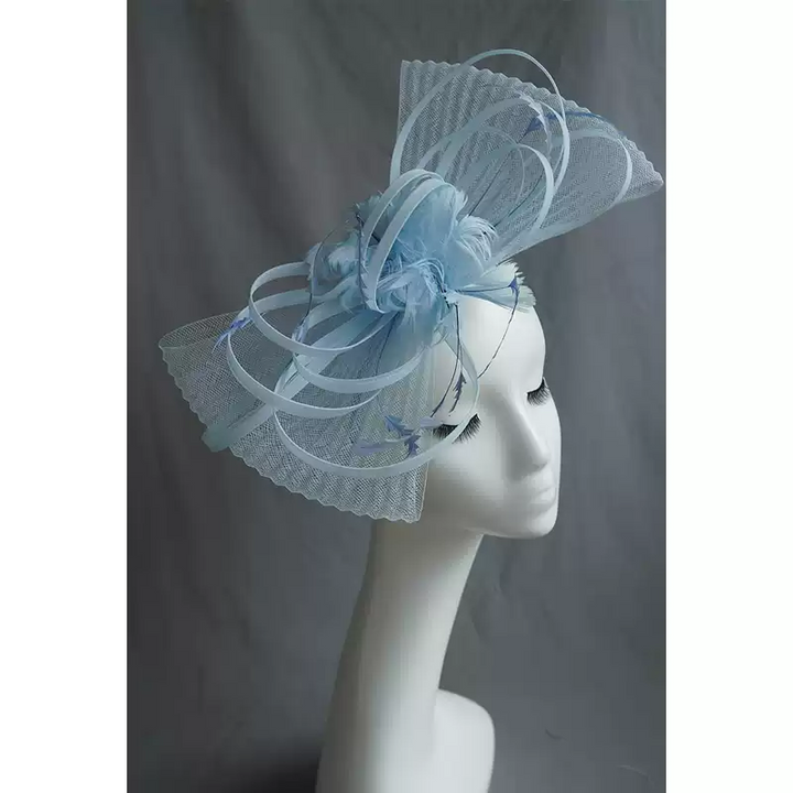 Elegant Blue Fascinator with Feather Detail - Women's Feather Hat