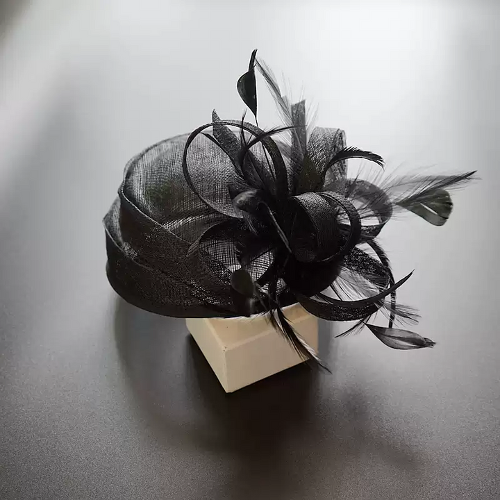 Chic Black Feather Fascinator Hat - Black Hat with Feather - Amazon Hair Accessory