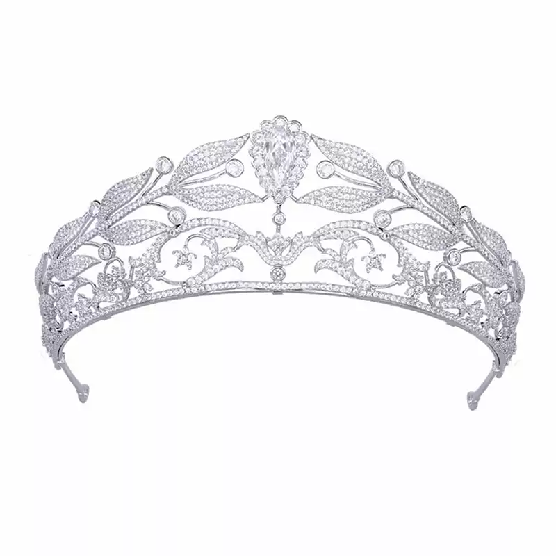 Silver Floral Crystal Bridal Tiara - Silver Crystal Bridal Crown