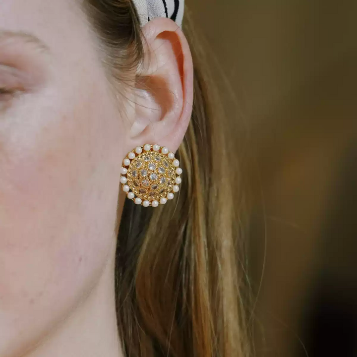 Crown of Hera – Handmade Vintage Pearl and Crystal Earrings – Hera