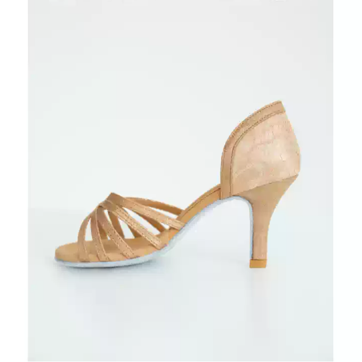 Golden Embrace – Handmade Salsa Shoes with Weave Knot Design