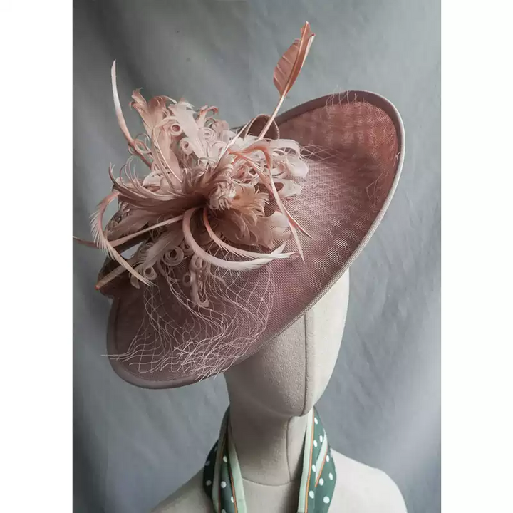 intage-Inspired Pink Fascinator - Pink Feather Hat and Ladies Feather Hats
