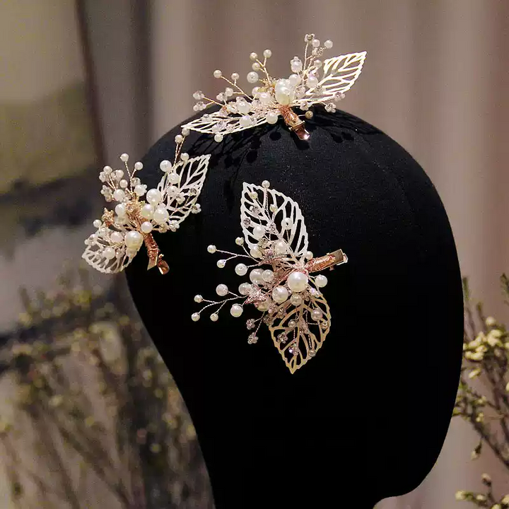 Luxury Gold Headpieces for Wedding - Pearl Bridal Hair Accessories