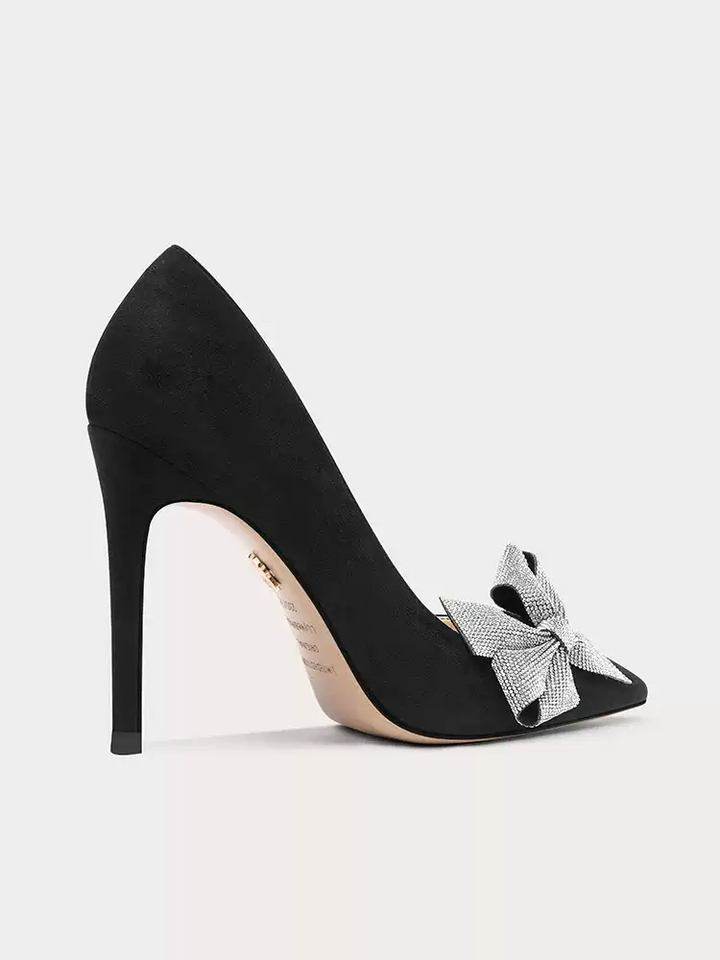 Gothic Black Bow Pointed High Heels - Comfortable Commuter Women's Shoes