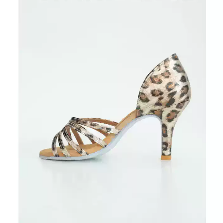 Wild Rhythm – Handmade Leopard Salsa Shoes with Five-Strap Front