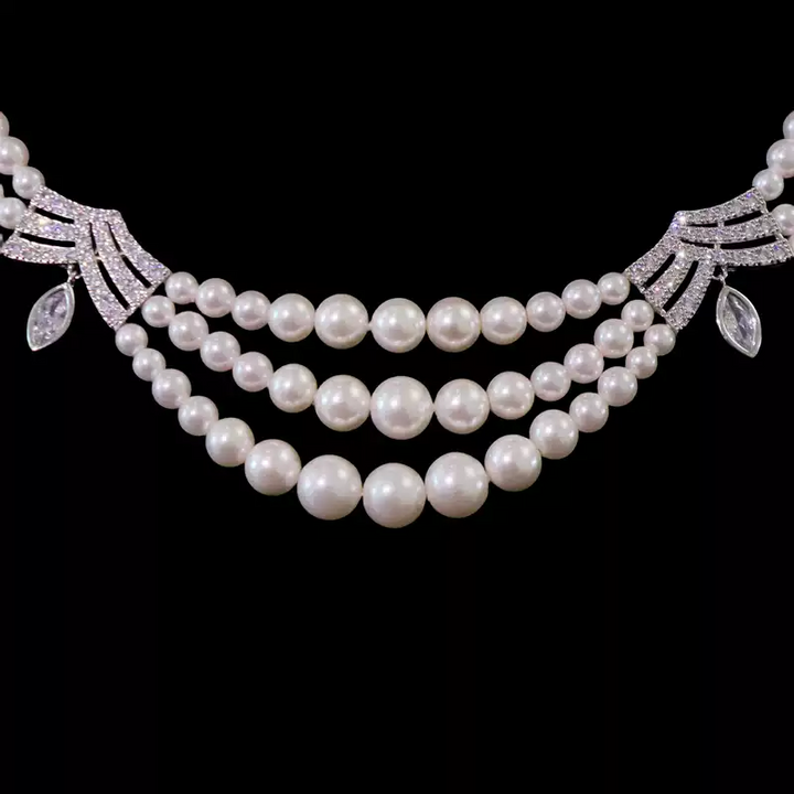 Vintage Inspired Multi-Layered Pearl Necklace – Pearl Jewelry Set