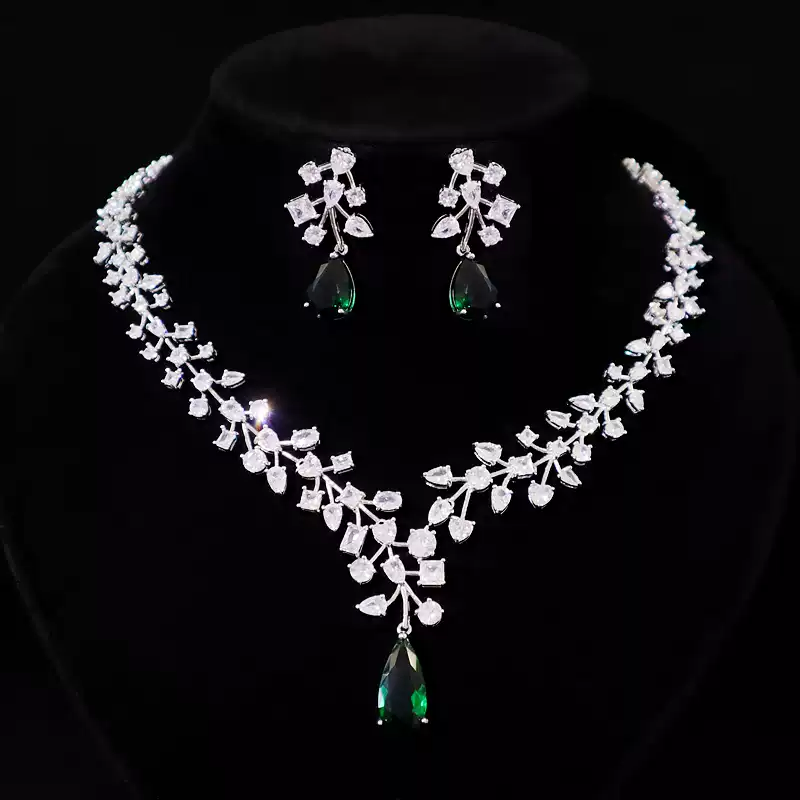 Vintage-Inspired Wedding Necklace and Earrings Set – Birthstone Jewelry Sets