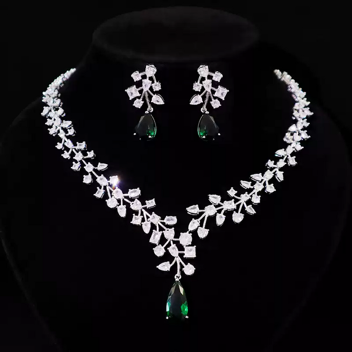 Vintage-Inspired Wedding Necklace and Earrings Set – Birthstone Jewelry Sets