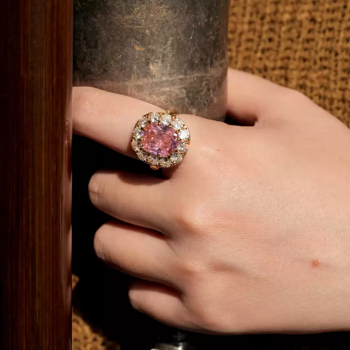 Eternal Blossom – Handmade Vintage-Style Pink Cushion Cut Ring - Magnificent