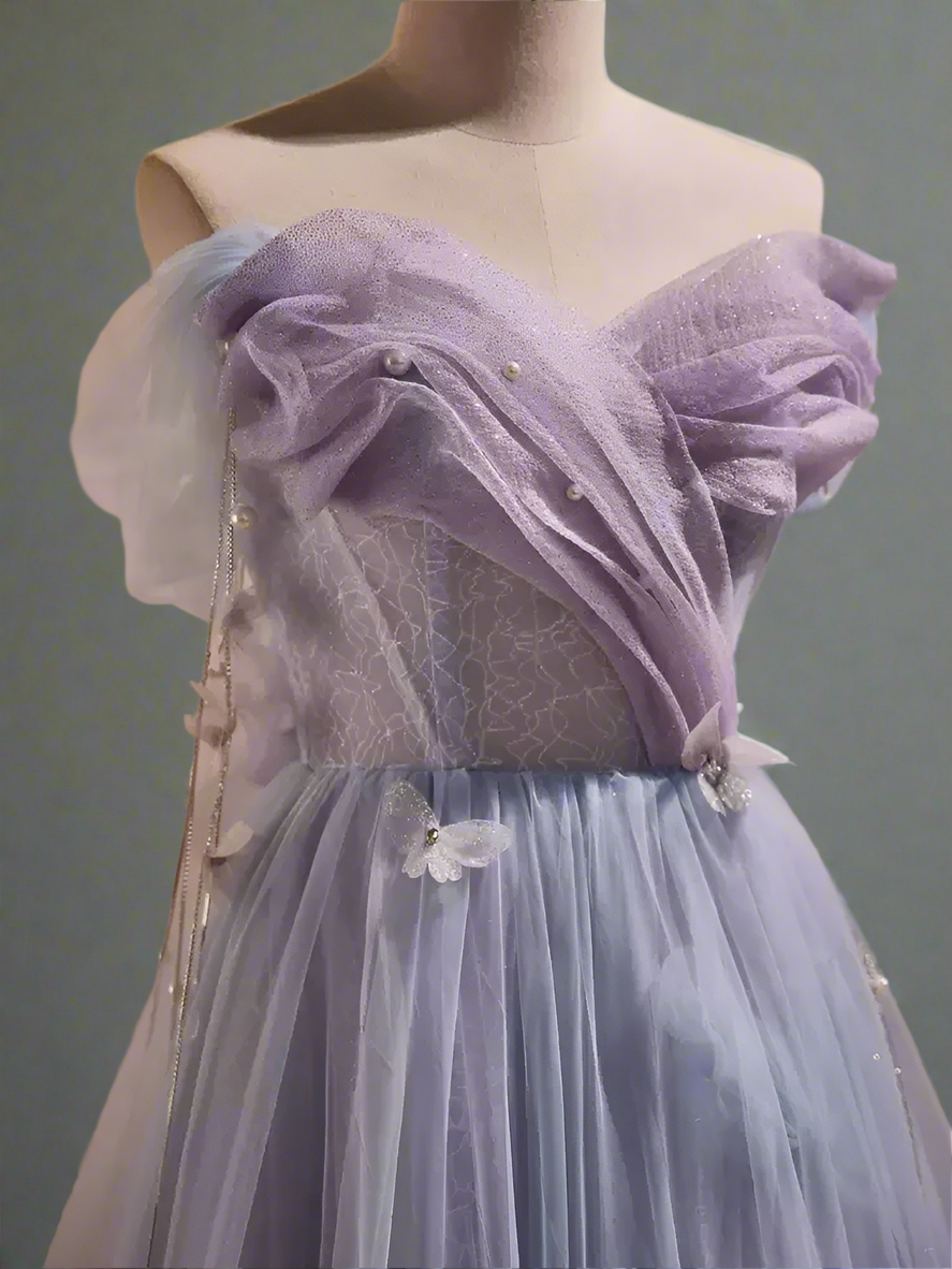 Long Purple Tulle Prom Dresses, Long Purple Tulle Formal Evening Dresses, US 16 / Purple as Pics / No Rush Long Purple Tulle Prom Dresses, Long Purple Tulle Formal Evening Dresses, US 16 / Purple as Pics / No Rush