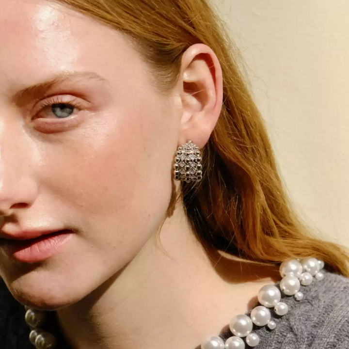 Whispers of Lanterns – Handmade Vintage-Style White Zircon Hoop Earrings - Lanterns
