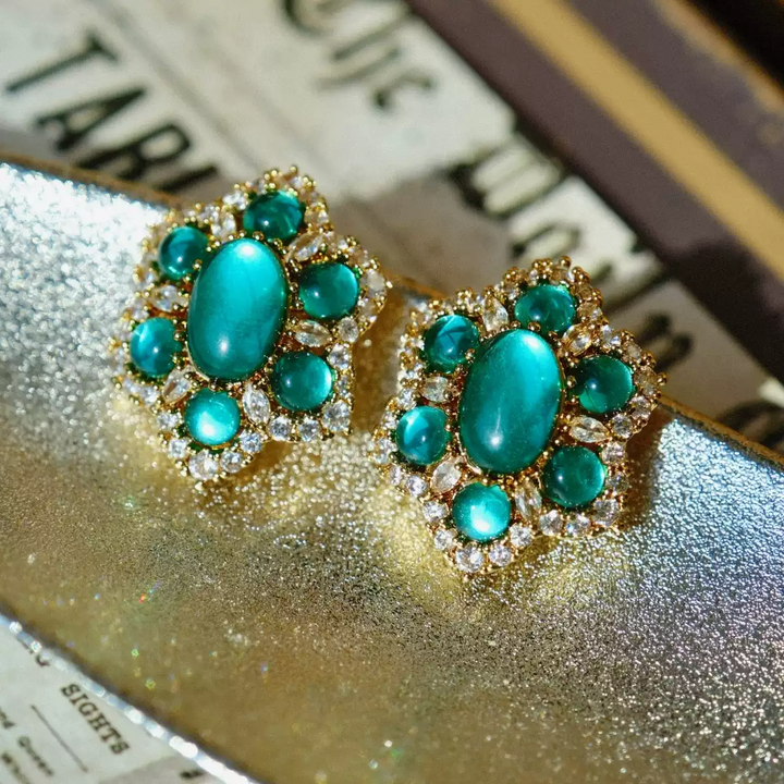 Crown of Emeralds – Vintage Statement Earrings - Fahad