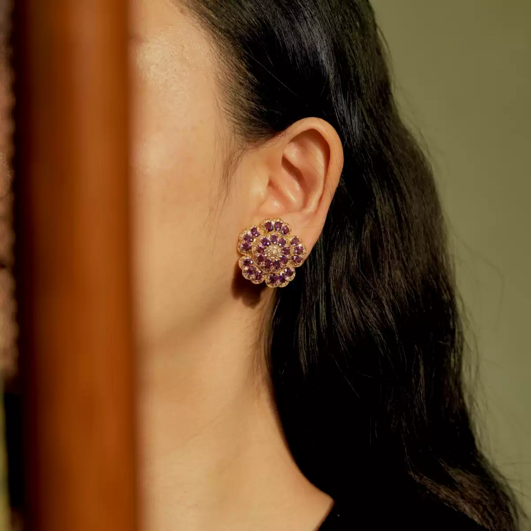 Whispers of Spring – Handmade Vintage-Style Purple Gemstone Earrings - Jolanti