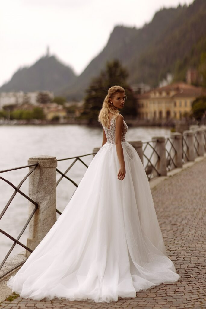 Lace Bodice Wedding Gown - Aline Wedding Dress with Lace Sleeves - Sleeveless Ball Gown Wedding Dress Plus Size