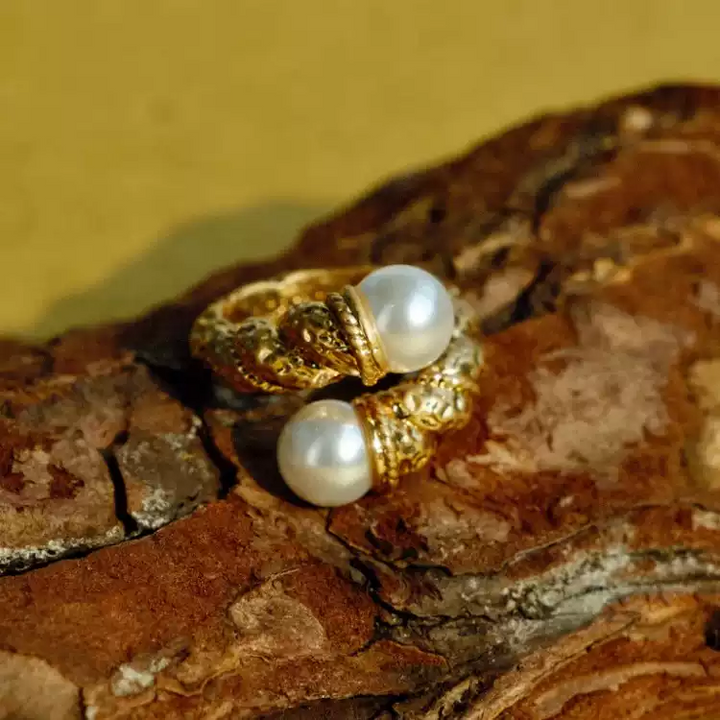 Ocean's Lullaby – Handmade Vintage Pearl Open Ring – Mermaid's Tears