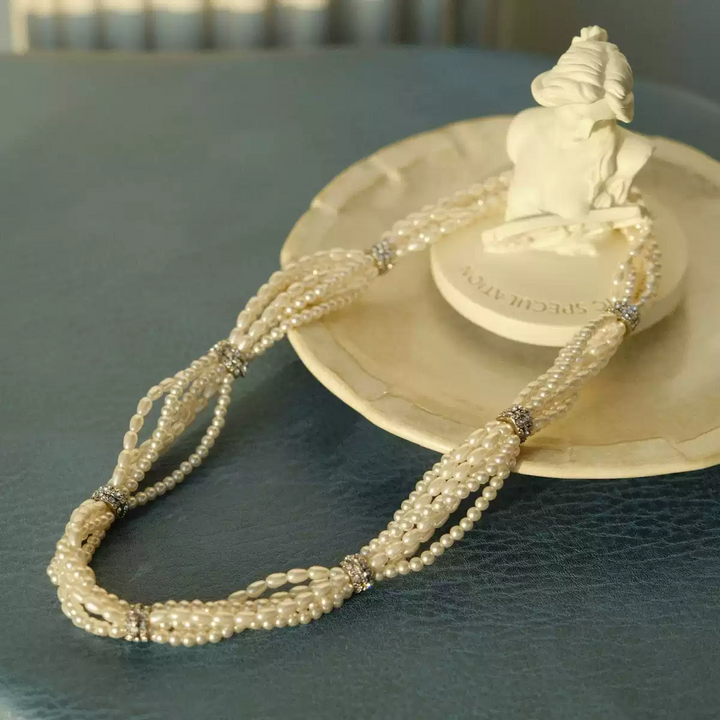 Moonlit Whispers – Handwoven Pearl Necklace - Moonlight Sonata