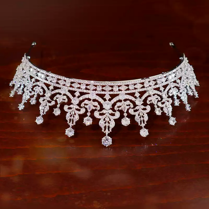 Vintage-Inspired Royal Tiara - Zircon Crown – Luxurious Bridal Headpiece for Wedding