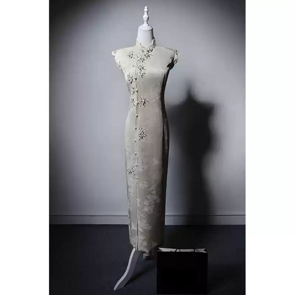 white and gold chinese dress Alice Bespoke Dress main image 0