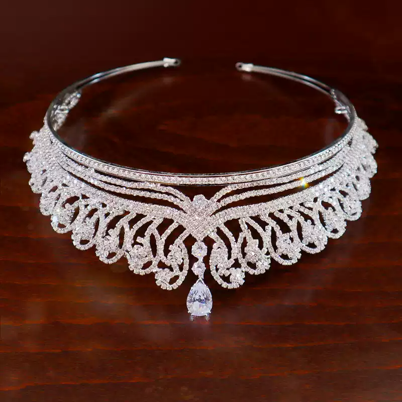 Luxurious Bridal Tiara Silver Crown – Silver Crystal Bridal Crown